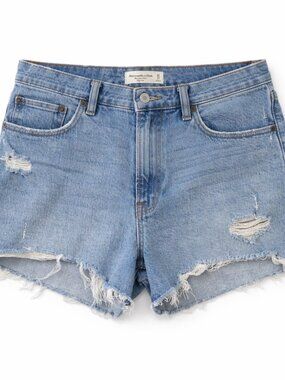Abercrombie Mom Shorts High Rise Distressed Denim Size 32/14